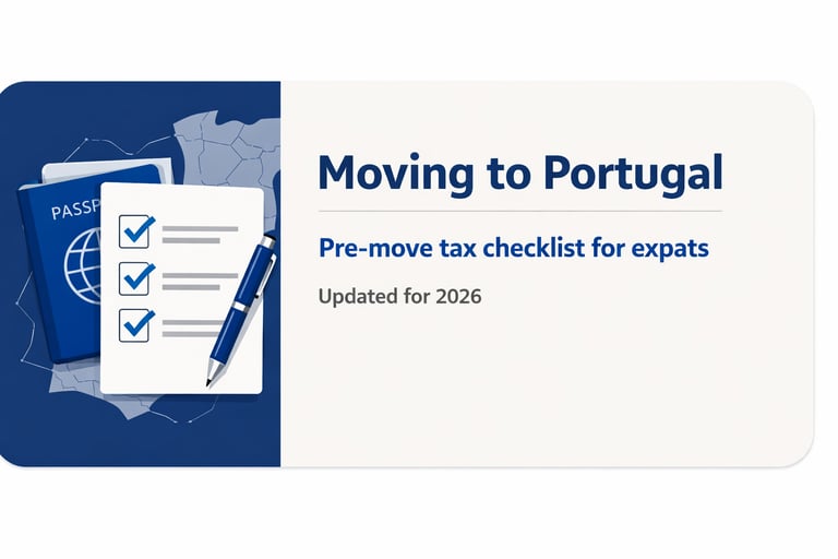 Moving to Portugal cover image with checklist and passport