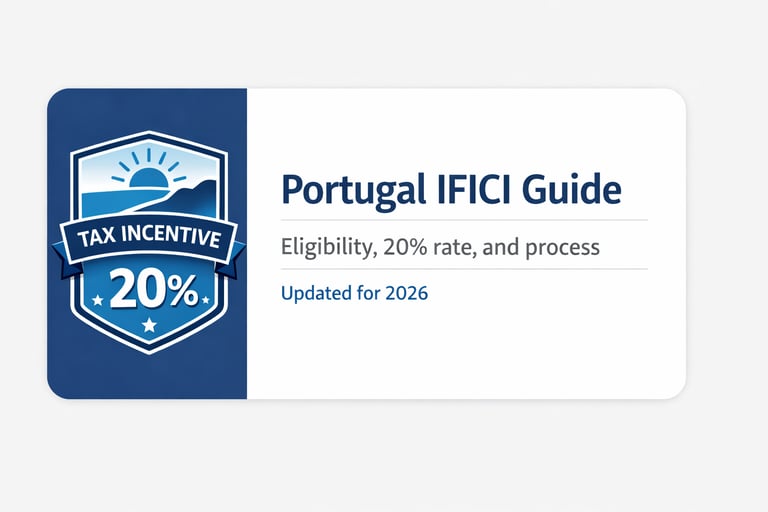 Portugal IFICI Guide cover image with tax incentive badge