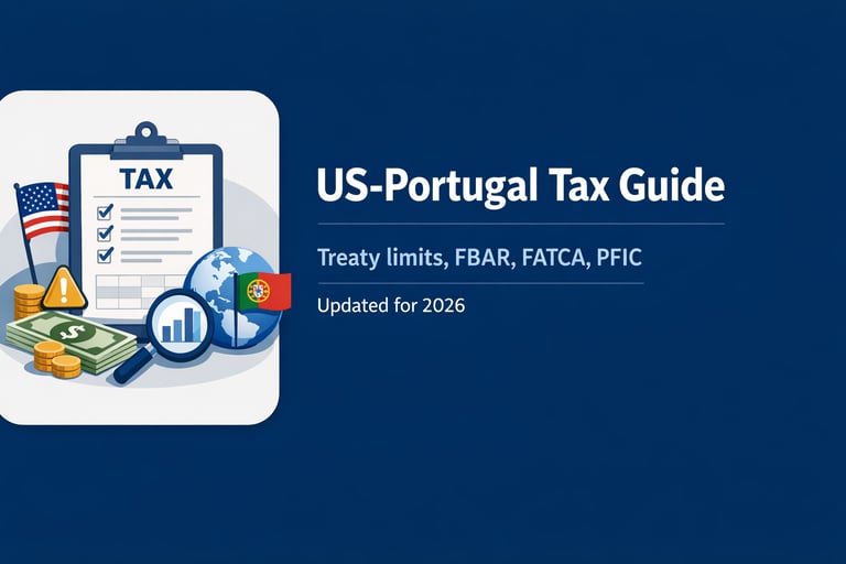 US-Portugal Tax Guide cover image with tax checklist and US Portugal elements