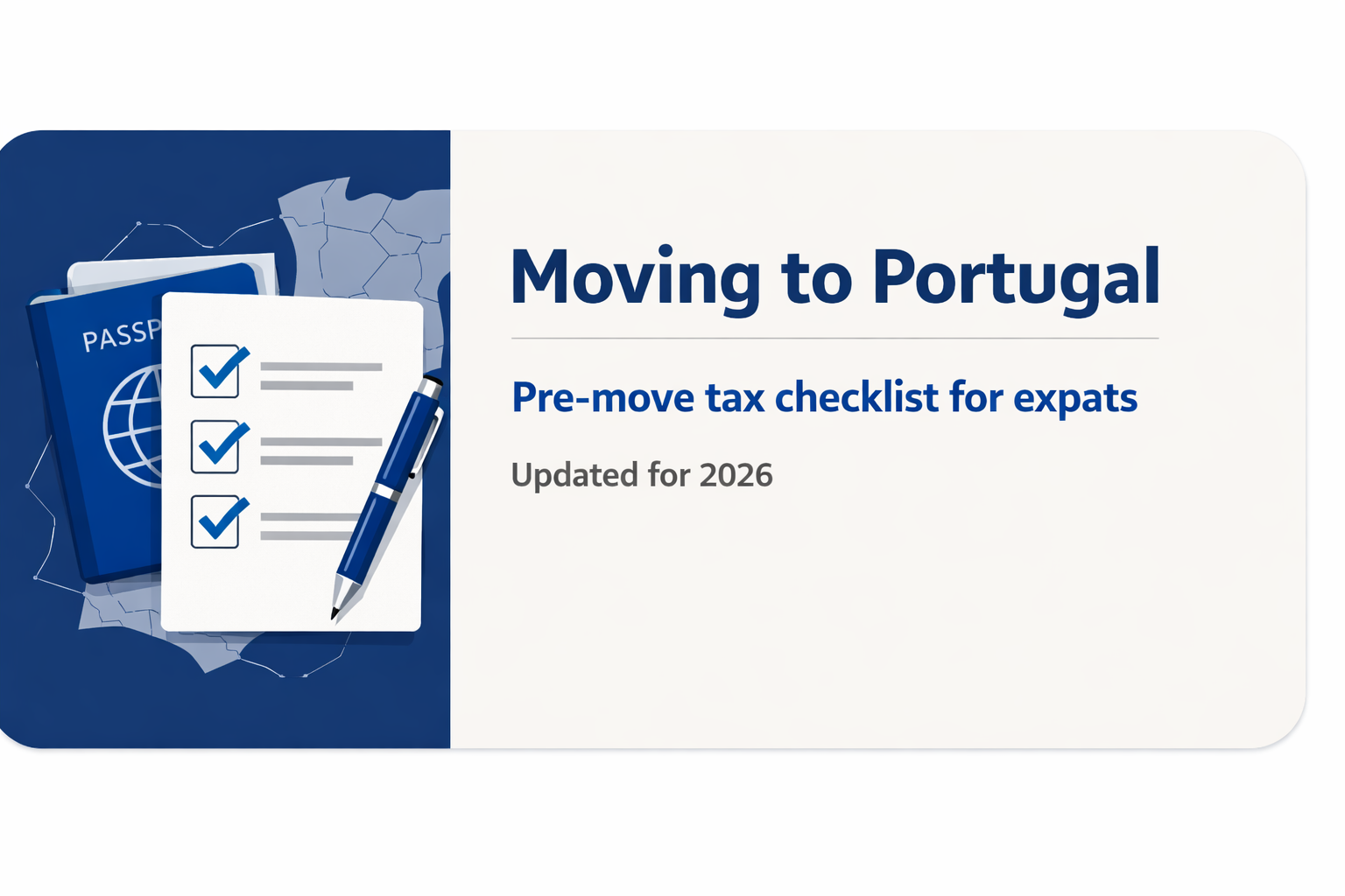 Moving to Portugal cover image with checklist and passport