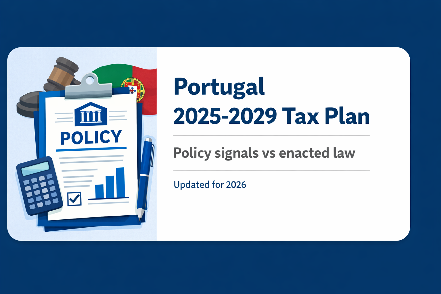 Portugal 2025-2029 Tax Plan cover image with policy clipboard