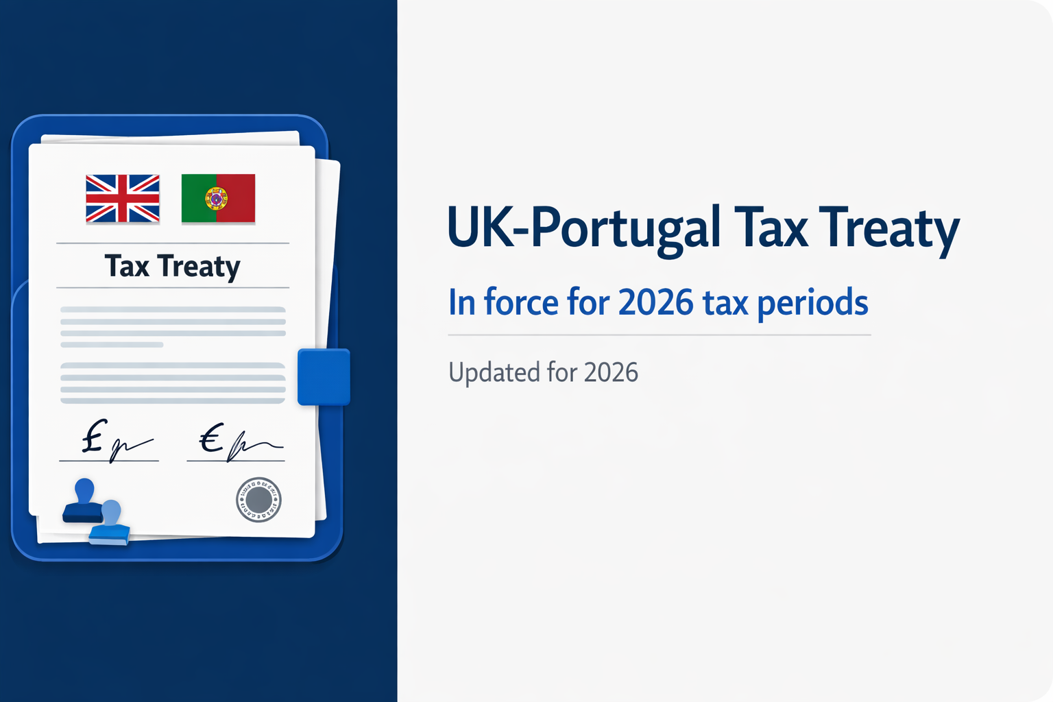 UK-Portugal Tax Treaty cover image with treaty document and UK Portugal flags