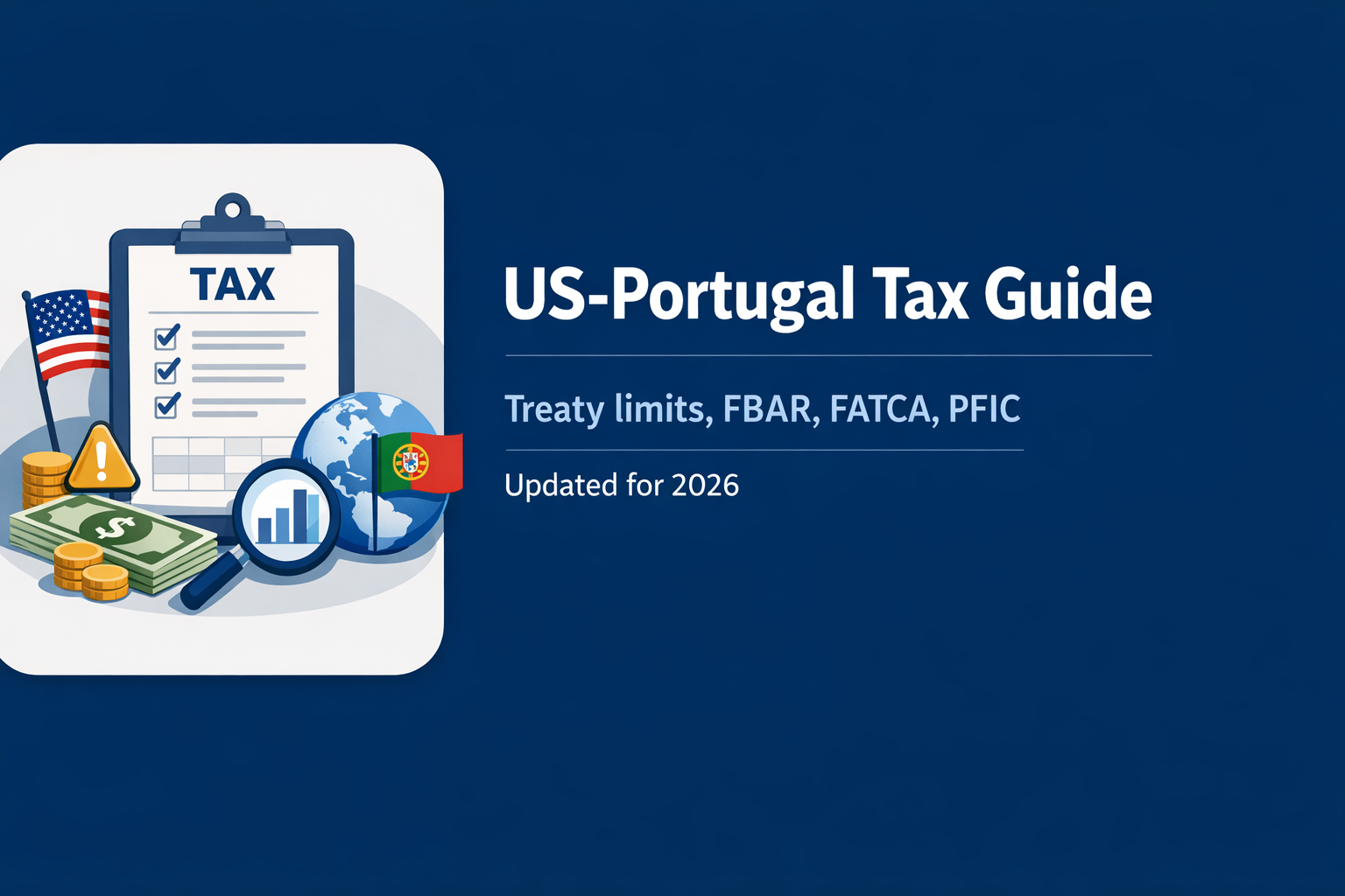 US-Portugal Tax Guide cover image with tax checklist and US Portugal elements